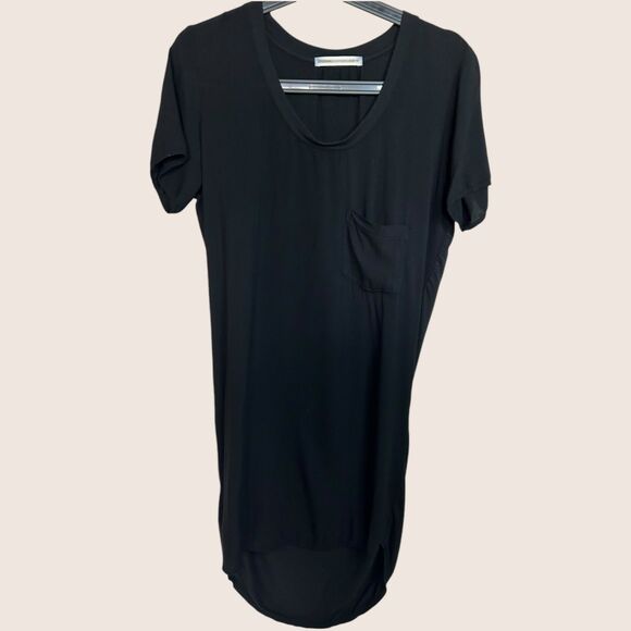 🖤 MEDIUM MERIDIAN LINE BLACK POCKET T-SHIRT TUNIC SHORT SLEEVE HI LO - Picture 6 of 8